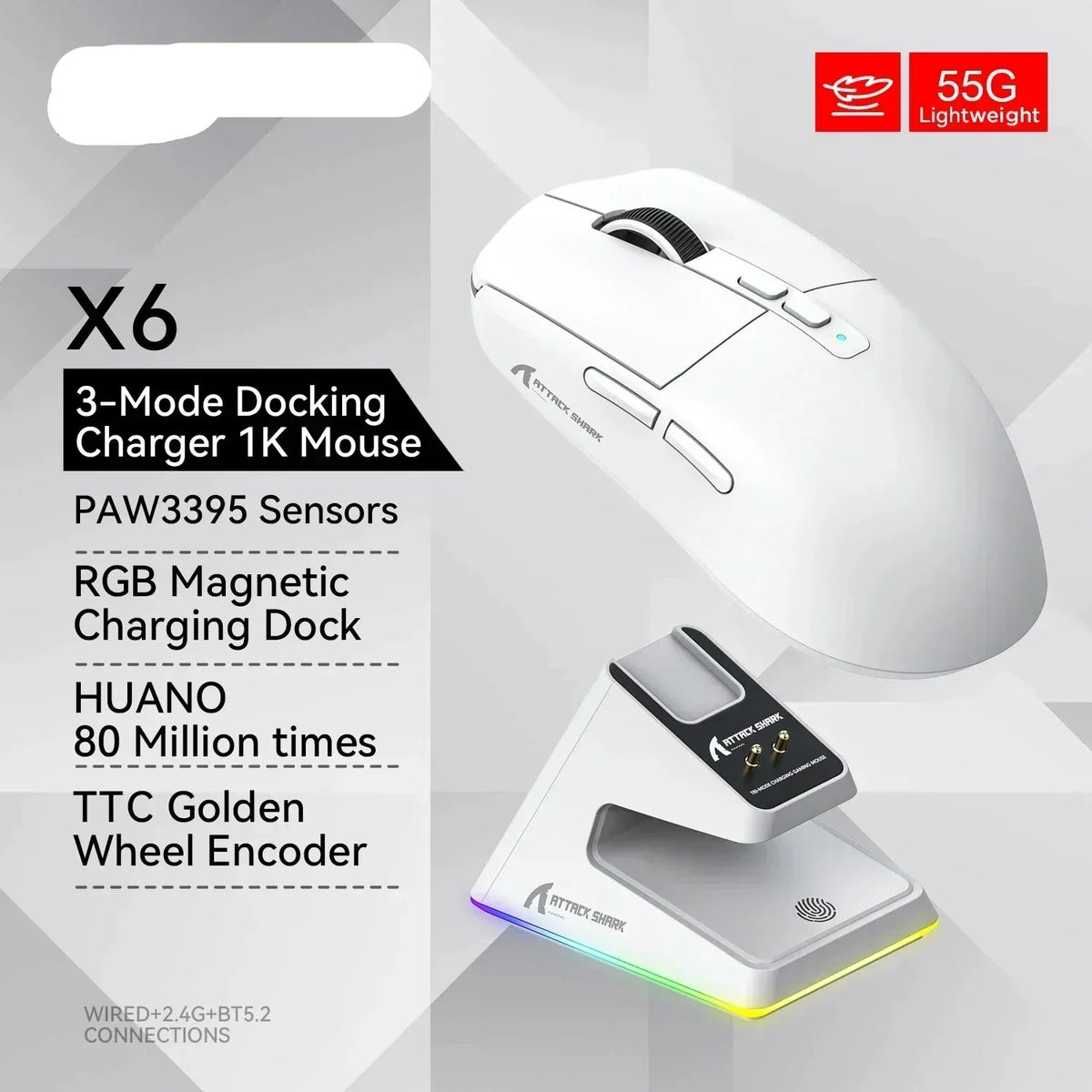 Tri-Mode Rgb Gaming Mouse With Magnetic Charging Base